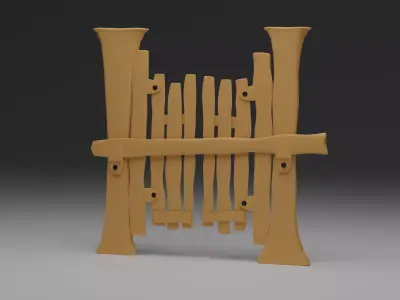 Wooden Fence Door Low-poly 3D model