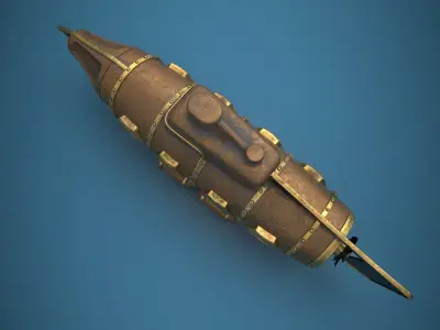 Submarine Steampunk PBR low poly Low-poly 3D model