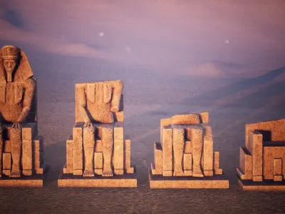 Modular Egyptian Statues 51 Assets Low-poly 3D model