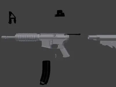 MK18 Assault Rifle  LOW POLY  Low-poly 3D model