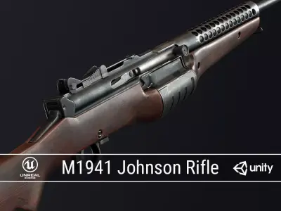 PBR M1941 Johnson Rifle Low-poly 3D model