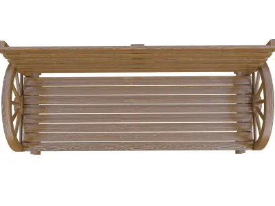 Rustic Brown Bench Low-poly 3D model