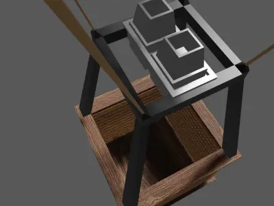 Blue Balloon Striped - Balao Azul Listrado Low-poly 3D model