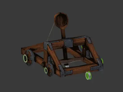 Catapult rigged Animation Low-Poly Free low-poly 3D model
