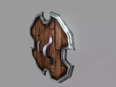 Shield wooden Low-poly 3D model