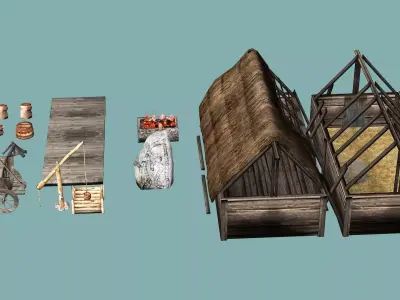 Medieval Exclusive Village Tools Pack 3D Model Low-poly 3D model