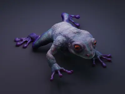 Blue Frog Character - Rigged Animated Different Poses Game Ready 3D model