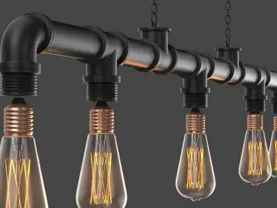 Two Detailed Industrial Chandelier 3D model
