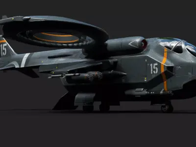 Helicopter Jet Airplane Spaceship Si-Fi Vehicle Space Fighter Low-poly 3D model