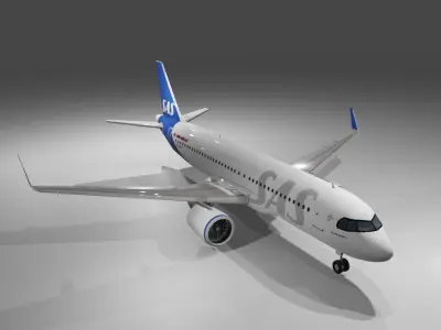 SAS airbus a320neo 3d model Low-poly 3D model