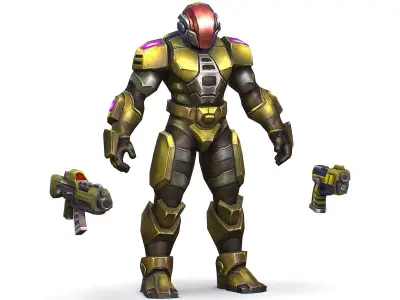 Sci-Fi Man Cyborg male Drone Trooper Soldier Low-poly 3D model