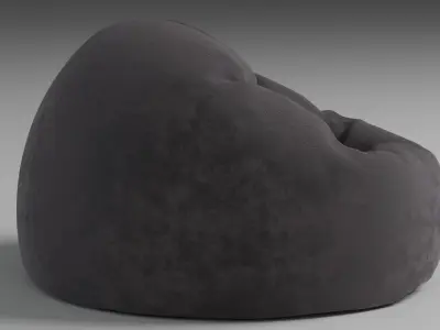 Grey Velvet Bean Bag Free 3D model