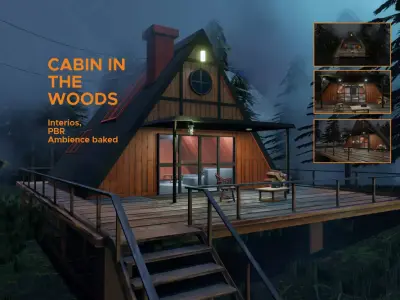 CABIN IN THE WOODS - VR WORLD - GAME READY Low-poly 3D model