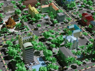 City 3 Asian Low-poly 3D model