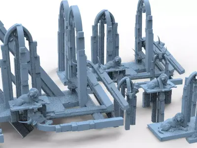 Aslan Stone table Ruins Collection full 3D model