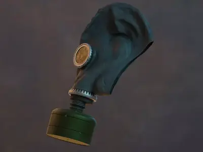 Photorealistic Gas Mask - Lying State Low-poly 3D model
