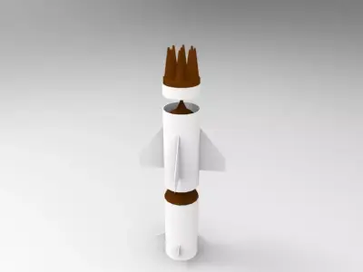 Deconstructed Missile with internal components 3D model