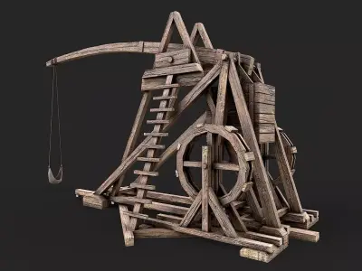 Medieval Siege Trebuchet 4 Low-poly 3D model