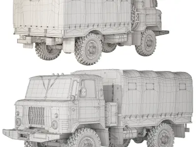 GAZ 66 A 1967 tarpaulin body 3D model