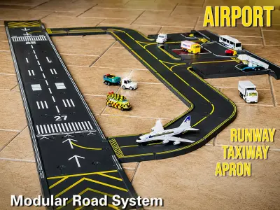 Modular Airport Runway Diorama Base STL 3D model