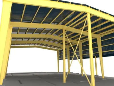 Industrial metal hangars 3D model