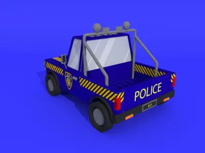 low poly pickup police and fire truck Free low-poly 3D model