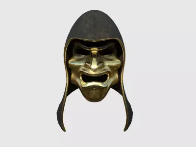 Assassin Mask A06 Gold Black- Character Design Fashion Low-poly 3D model