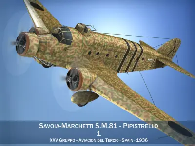 Savoia-Marchetti SM 81 Spanish Civil War 3D model
