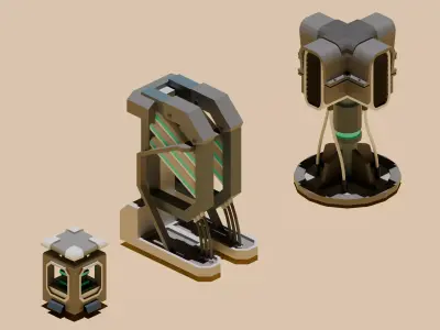 Futuristic Low poly asset Low-poly 3D model