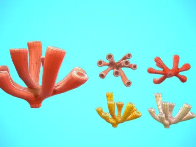 CORAL 03 CARTOON STYLIZED Low-poly 3D model
