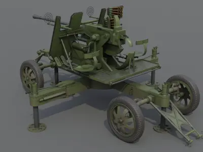 Bofors 40 mm Automatic Gun L-60 Low-poly 3D model