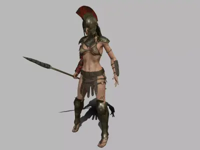 Female Gladiator Low-poly 3D model
