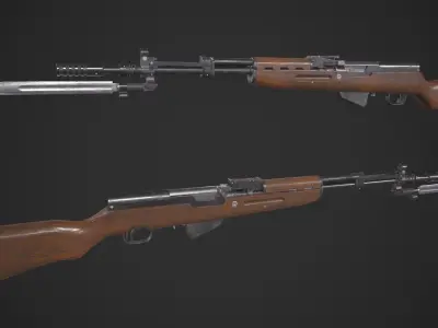 SKS Rifle Low-poly 3D model