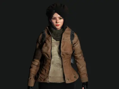 3D HYPER REALISTIC HUMAN RIG-KOREAN ASIAN GIRL - SURVIVAL OUTFIT Low-poly 3D model