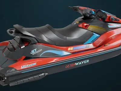 Jet Ski 01 Red Generic All PBR Unity UE Textures 3D model