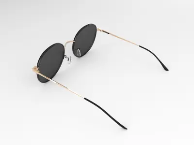 Sunglasses round - gold 3D model