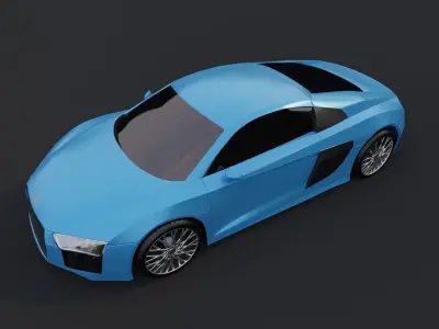 Audi r8 3D model high poly and low poly Free low-poly 3D model