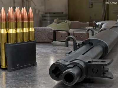 Rifle Ammo Clip with Cartridges 30-06 3D model