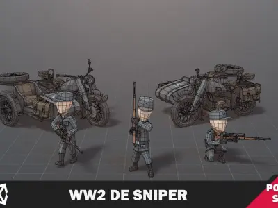 WW2 DE Sniper Low-poly 3D model