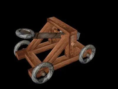 Catapult 3D wooden cannon Free 3D model