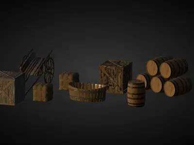 Medival props Low-poly 3D model