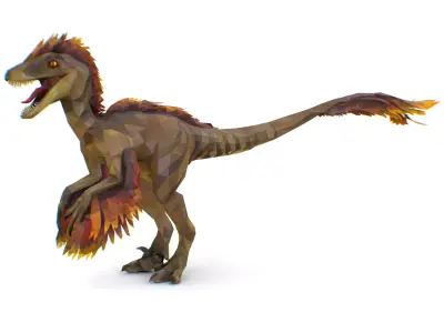 Dinosaur Raptor Feathered Lowpoly Art Animal Low-poly 3D model