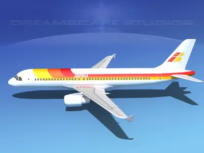 Airbus A320 LP Iberia Low-poly 3D model