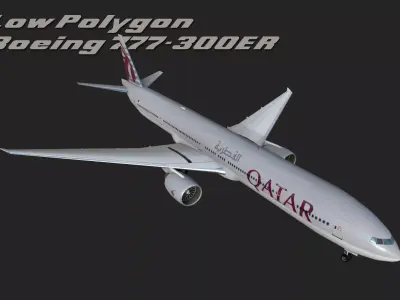 Boeing 777 Qatar Low-poly 3D model
