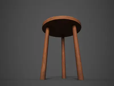Simple Medieval Stool Low-poly 3D model