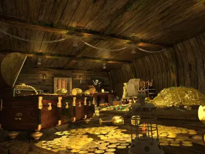 The cabin of a pirate ship treasure 3D model