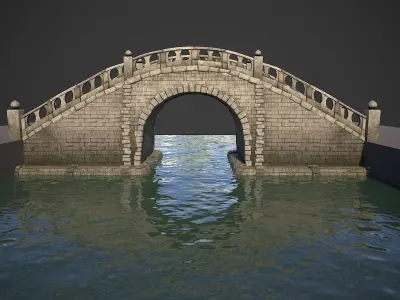 Japanese Medieval Bridge Low-poly 3D model