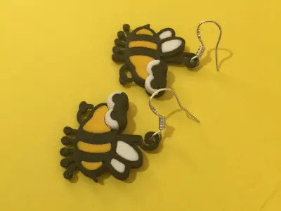 Angry Bee Earrings 3D print model
