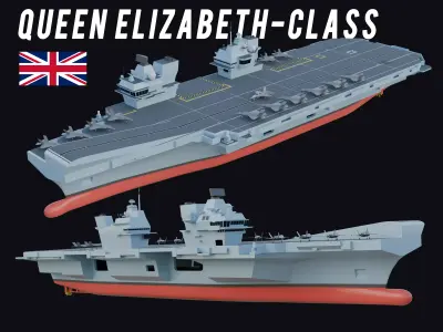 Queen Elizabeth-class aircraft carrier Low-poly 3D model