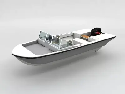 Fishing Motor Boat Dinghy 1 Low-poly 3D model